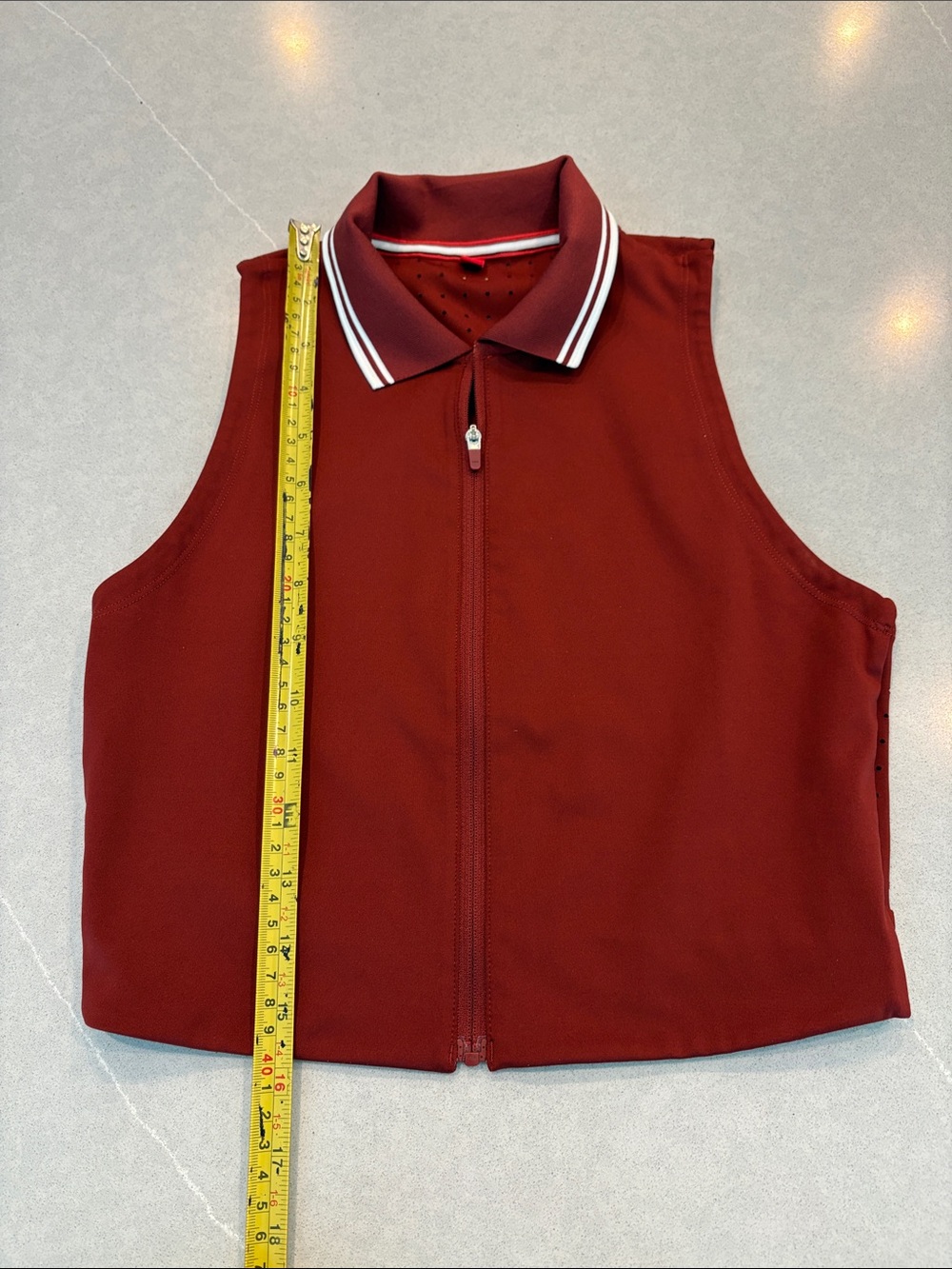 Wilson Sleeveless Zip Polo in Deep Red with White Trim